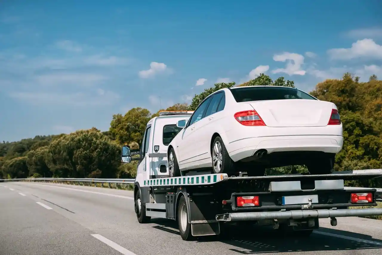 Professional towing truck providing emergency roadside assistance